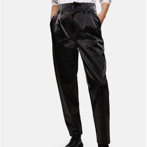 topshop faux black leather snake skin pants